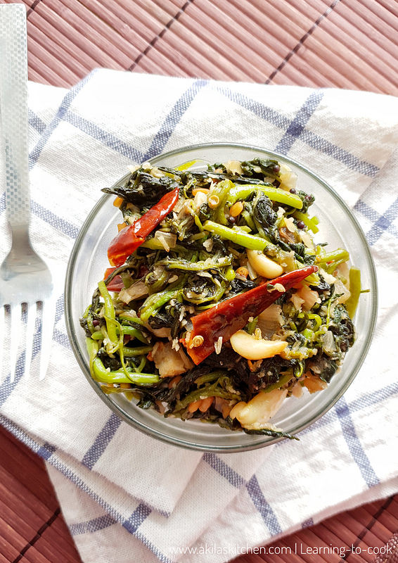 Keerai poriyal green leaves stir fry