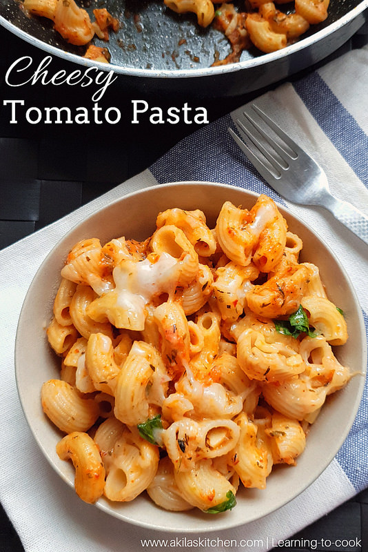 Cheesy Tomato Pasta Indian Style recipe 