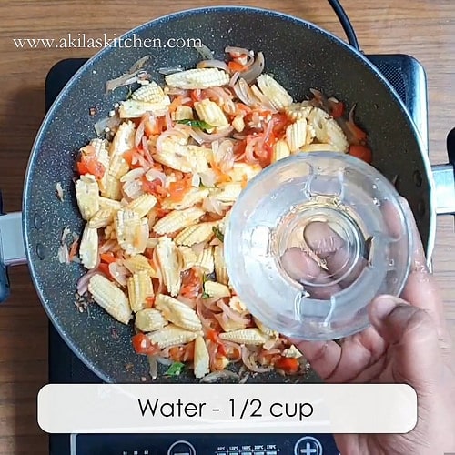 Baby Corn and Tomato Masala Rice