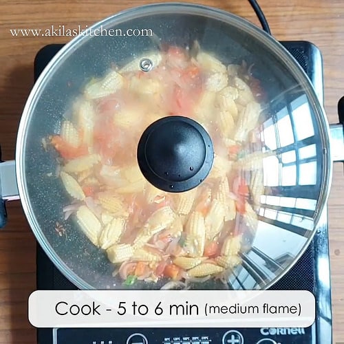 Baby Corn and Tomato Masala Rice