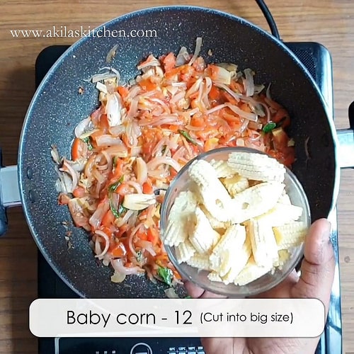 Baby Corn and Tomato Masala Rice