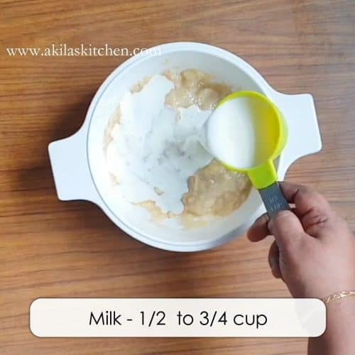 Eggless banana pancake using wheat flour