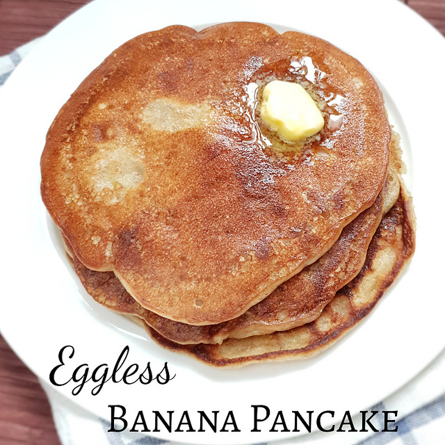 Eggless banana pancake using wheat flour