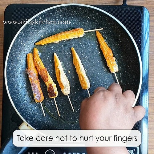 Pan fried baby corn