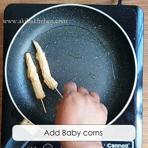 Pan fried baby corn